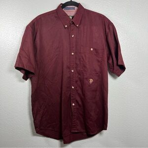 VINTAGE McGregor Maroon‎ Men’s M Short Sleeve Cotton Twill Shirt Crest Logo